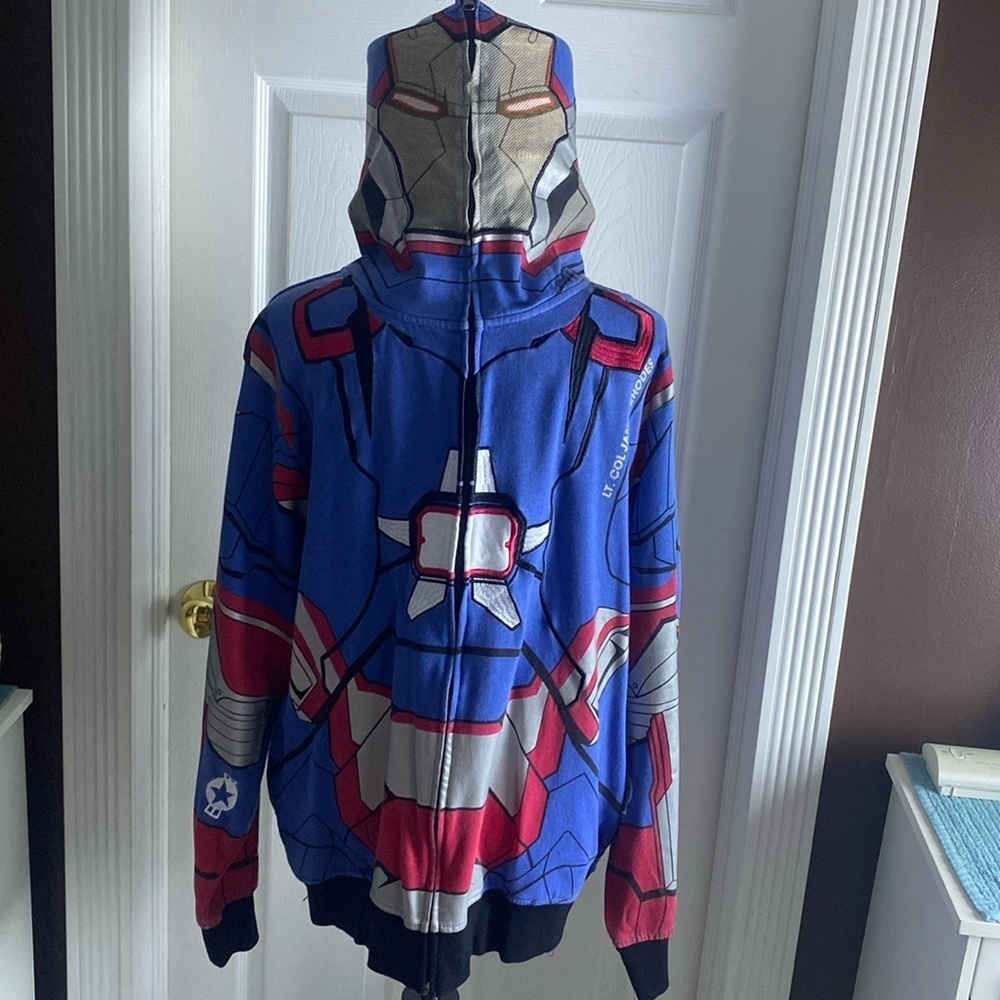 Marvel Iron Patriot Iron Man 3 Zip Front Hoodie sz L